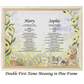 Double First Name Meaning with Cats and Flowers background