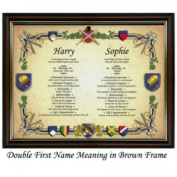 Double First Name Meaning with Heraldry background