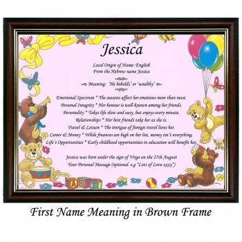 First Name Meaning with Bears and Balloons background (Pink)