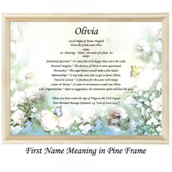 First Name Meaning with flowers & butterflies background