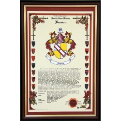 Surname History & Coat of Arms scroll
